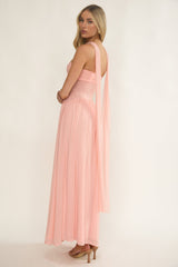 Annita Sheer Waist Maxi Dress Blush