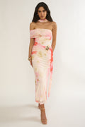 Carrisa One-Sleeve Maxi Dress Floral Pink