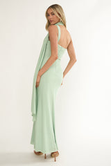 Ilyse Neck Scarf One-Shoulder Maxi Dress Mint