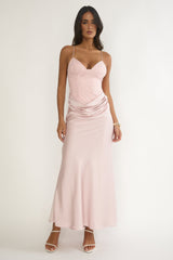 Faelis Draped Waist Maxi Dress Pink