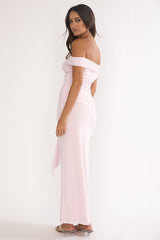 Evanthe Off-Shoulder Sash Maxi Dress Blush