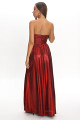 Marin Pointed Sweetheart Maxi Dress Wine
