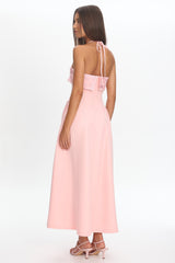 Sunbeam Kiss Foldover Floral Bust Maxi Dress Blush