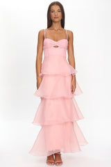 Margarida Layered Sweetheart Neckline Maxi Dress Pink