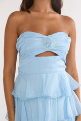 Janelia Layered Frill Maxi Dress Blue
