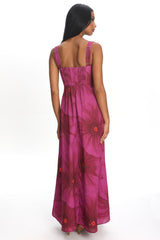 Teressa Square Neck Maxi Dress Floral Fuchsia