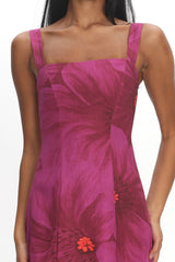 Teressa Square Neck Maxi Dress Floral Fuchsia