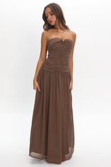 High Streets Strapless Maxi Dress Mocha