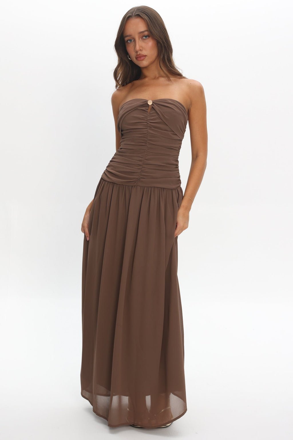 High Streets Strapless Maxi Dress Mocha
