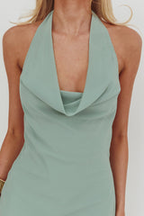 Make It Count Backless Cowl Maxi Dress Sage