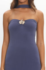 Ashana Drop Waist Halter Maxi Dress Taupe