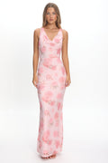 Callora Criss-Cross Back Maxi Dress Floral Pink