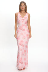 Callora Criss-Cross Back Maxi Dress Floral Pink