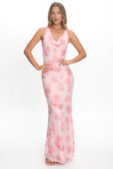 Callora Criss-Cross Back Maxi Dress Floral Pink