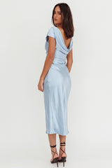 Loveland Cap Sleeve Cowl Back Midi Dress Baby Blue