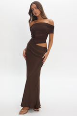Lorely Off-Shoulder Midi Dress Chocolate