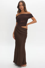 Lorely Off-Shoulder Midi Dress Chocolate