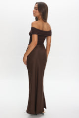 Lorely Off-Shoulder Midi Dress Chocolate