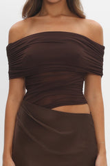 Lorely Off-Shoulder Midi Dress Chocolate