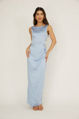 Leila Boat Neck Midi Dress Blue