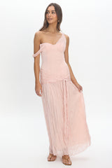Keia Crepe Chiffon One-Shoulder Maxi Dress Light Pink