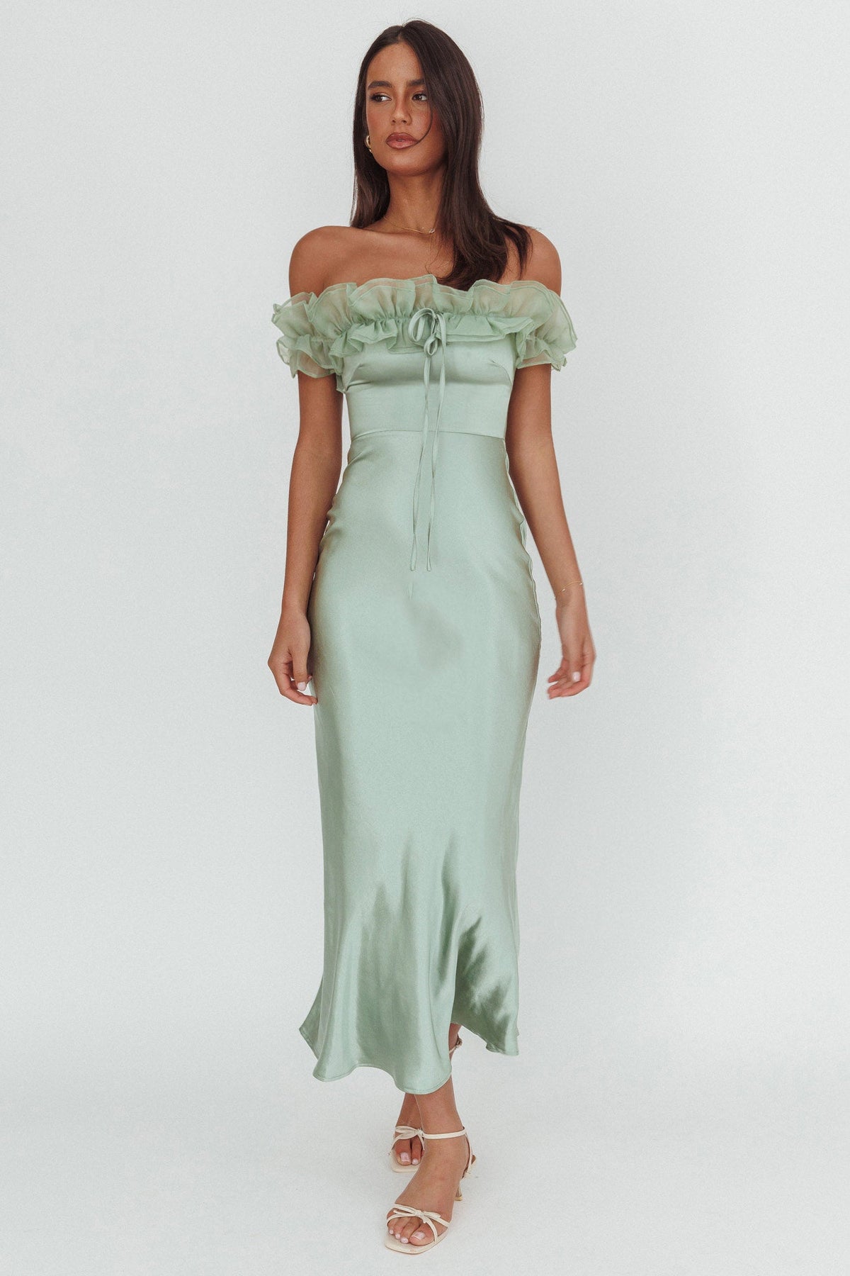 Summerfield Off-Shoulder Maxi Dress Pistachio