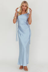 Glory Day Tied Shoulder Cowl Maxi Dress Ice Blue