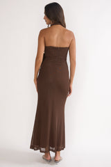 Halo Moon Wrap Front Halter Maxi Dress Chocolate