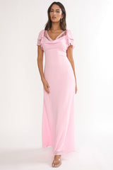 Elorin Lace Trim Maxi Dress Pink