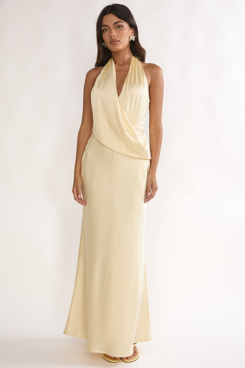 Jelina Draped Halter Maxi Dress Butter