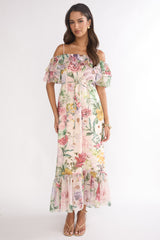Ivelle Off-Shoulder Ruffle Maxi Dress Floral