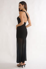 Jonquil One-Shoulder Mesh Maxi Dress Black