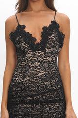 Capri Sunset Lace Overlay Maxi Dress Black