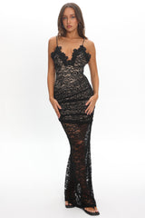 Capri Sunset Lace Overlay Maxi Dress Black