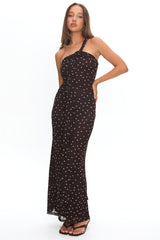 Honeydew Back Knot Maxi Dress Polka Dot Chocolate