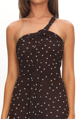 Honeydew Back Knot Maxi Dress Polka Dot Chocolate