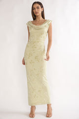 Evermore Cowl Neck Maxi Dress Floral Sage