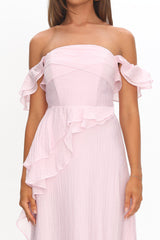 Natale Off-Shoulder Ruffle Maxi Dress Pink