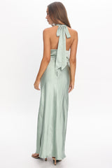 Element Tied Halter Maxi Dress Sage