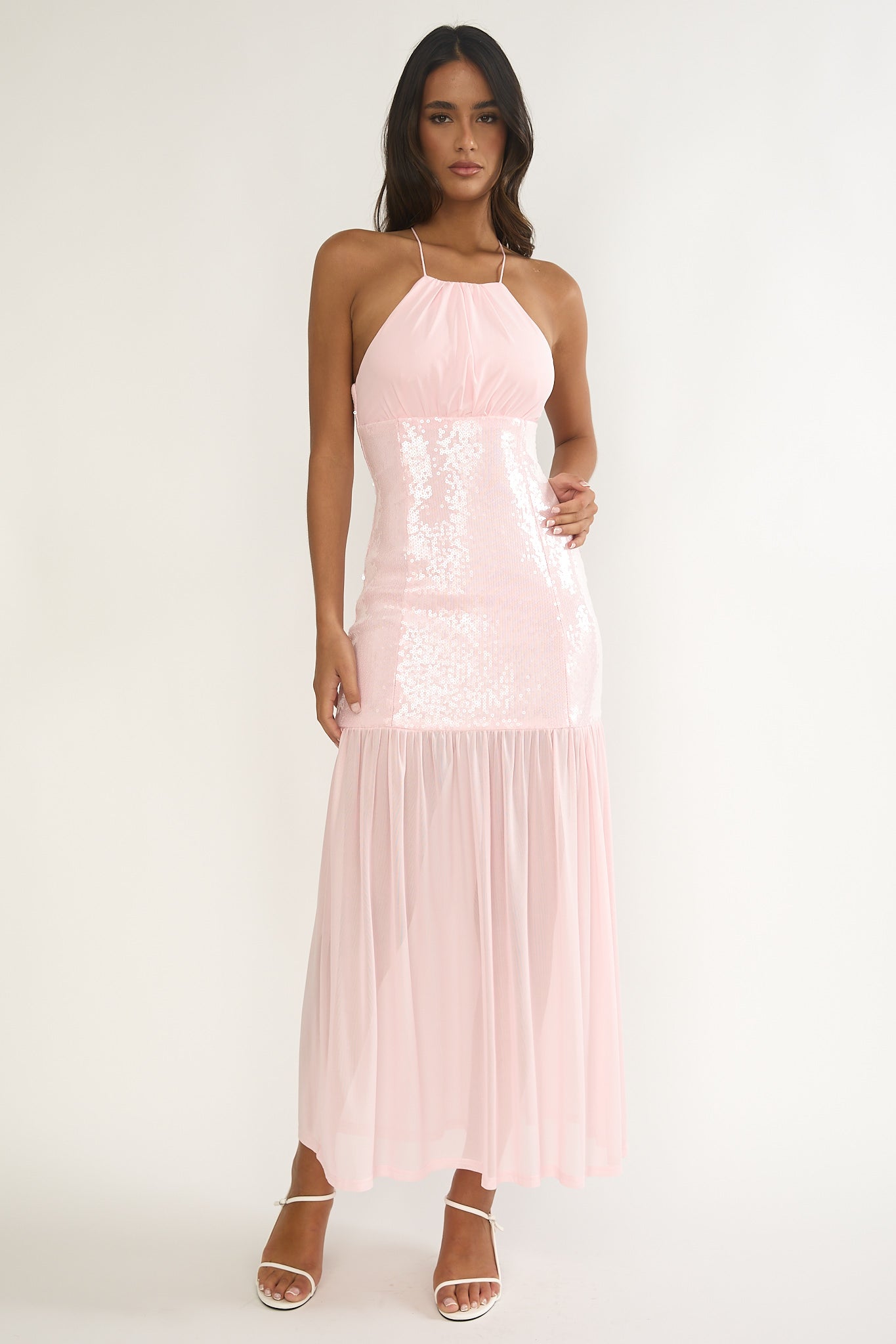 Wilma Sequin Bodice Maxi Dress Pink