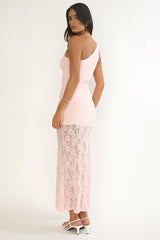 Luli Waist Sash Halter Maxi Dress Lace Pink