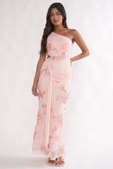 Luli One-Shoulder Cut-Out Maxi Dress Textured Blush