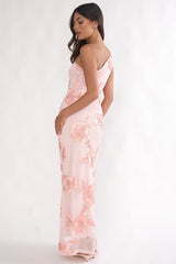 Luli One-Shoulder Cut-Out Maxi Dress Textured Blush