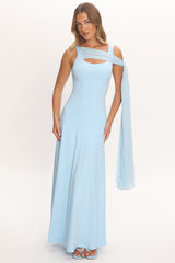 Lylah Sash Neckline Maxi Dress Light Blue