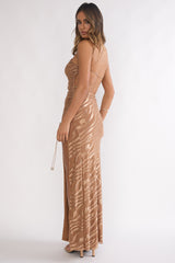 Kyma One-Shoulder Cut-Out Maxi Dress Mocha