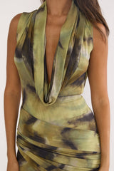 Veya Sleeveless Cowl Maxi Dress Moss