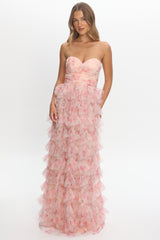 Marisyn Tiered Frill Maxi Dress Floral Blush