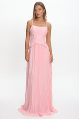 Cambridge Accordion Pleat Corset Dress Pink