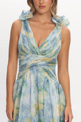 Lys Lace-Up Back Maxi Dress Print Blue