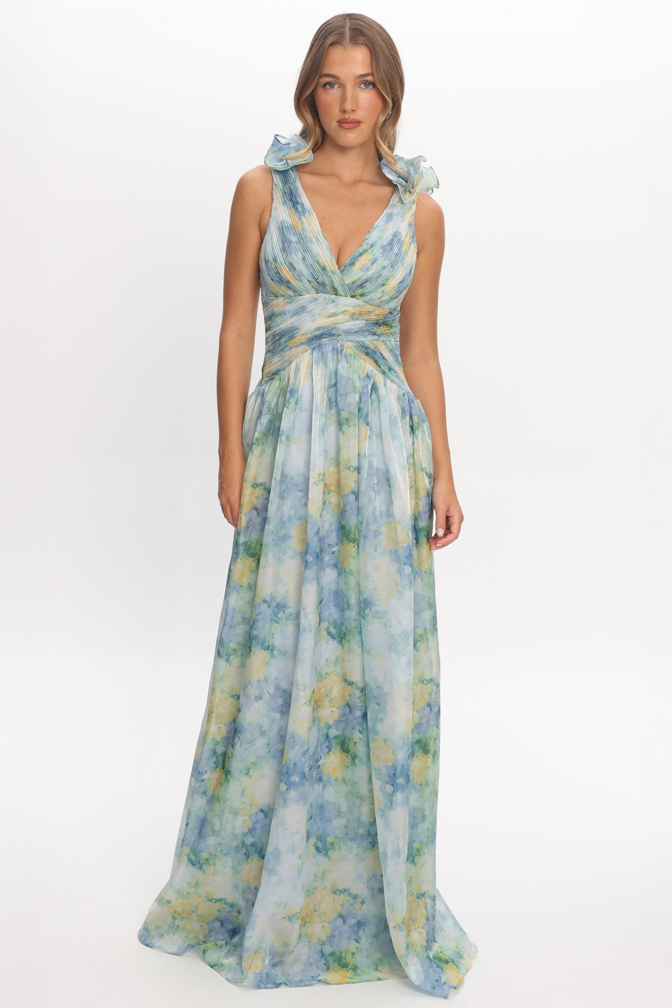 Lys Lace-Up Back Maxi Dress Print Blue